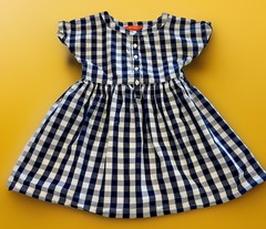 Joe Fresh Toddler Girls Size 4T Shirt Dress NAVY and White Check Button Down 4