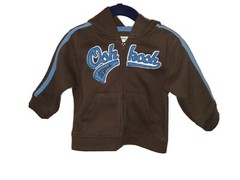 OshKosh B’Gosh Brown Blue Sweatshirt Hoodie Zipper 9 Mo. Logo Athletic Style New