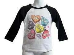 Love Shirt Fits Size 2T Valentine’s Day Toddler Top Sleeves Baby Girl Clothing