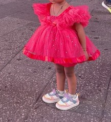 Baby Pink Fit & Flare Dress 9-12 Months Glitter Bow Ruffle Sleeveless Tulle