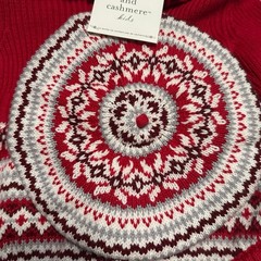 Cupcakes and Cashmere Kids Red Fair Isle Knit Romper Beret Tights Set 0-3M NEW