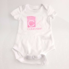 Calvin Klein My First Calvins 3/6 Months White One Piece Baby Pajama USA Seller