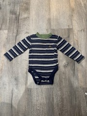 Gap Boys Bodysuit White Blue Stripe T-Shirt Long Sleeve 12-18 Months