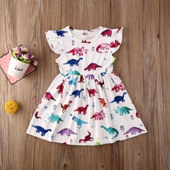 NEW Dinosaur Girls White Sleeveless Dress 2T 3T 4T 5T 6