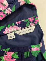 Janie And Jack Merchant Marine Floral Pique Romper 11-12 Anos Navy Blue Pink
