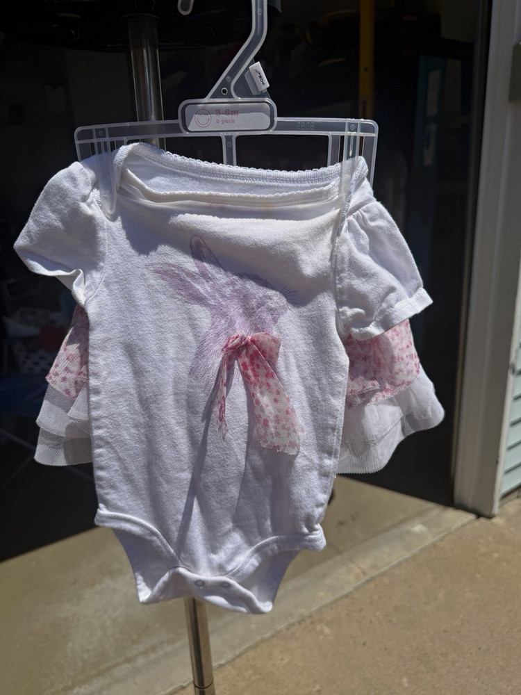Cherokee Bunny Floral Bodysuit & Skirt Set 3-6 Months White Pink Cotton