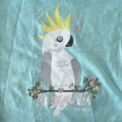 Earth Nymph Size 0 Aqua 100% Cotton Cockatoo Australia Graphic Tee Crew