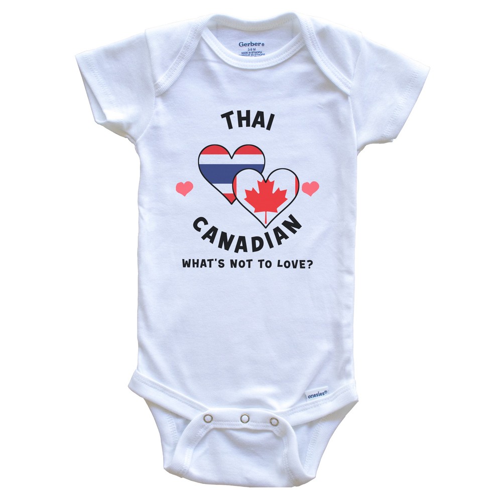 Thai Canadian What’s Not To Love Heart Flags Canada Thailand Baby Bodysuit