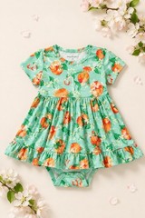 Posh Peanut Arancia Citrus Orange Blossom Bamboo Twirl Bodysuit Dress 2T