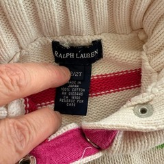 VTG Ralph Lauren 2T Multi Color Stripe Cotton Knit Snap Mock Neck Sweater Preppy