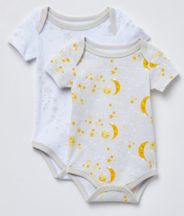TenderTyme Yellow Moon/Star SS Bodysuit Set 3 months 2 pack, Lot of 2 Packs, NWT