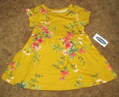Girls Old Navy NWT yellow floral empire-waist jersey dress size 0-3 months
