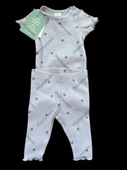 H & M NWT Lavender Polka Dot Ribbed Organic Cotton Bodyshirt & Leggings-Newborn