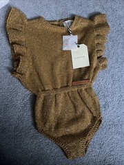Baby Girls Toddler Kids Knit Gold Sparkle Romper Size 3T New NWT Piupiuchick