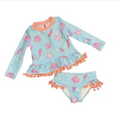 Betsey Johnson Blue Pink Sea Shell Long Sleeve Bikini Poms Glitter NWT 2T Pink