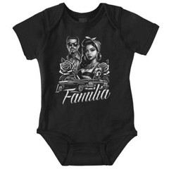 La Familia Chicana Cholo Low Rider Roses Newborn Baby Boy Girl Infant Romper