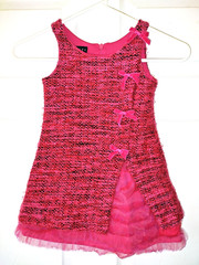 Biscotti Collection girls’ sleeveless fuchsia knit tattered lace dress size 3T