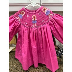 Cupcake Originals Pink Smocked Ballerina Bishop Dress 12M Long Sleeve Tutu Bows