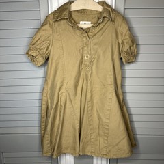 Banana Republic Baby Girls Khaki Safari Dress Lined Short Puffy Sleeves 2T