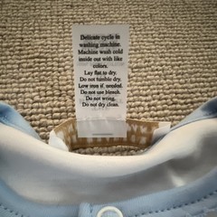 The Beaufort Bonnet Company 3M Pima Cotton Snap One-Piece, White/Blue NWOT