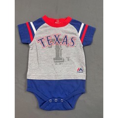 Majestic Texas Rangers Infant Bodysuit Blue Gray Red MLB Baseball 3-6 Months