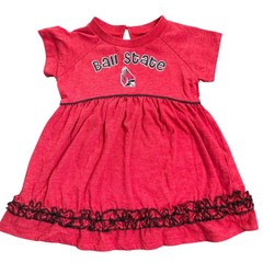 Colosseum Ball State Cardinals Baby Dress Red Short Sleeve Ruffle 12-18 Months