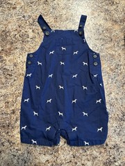 Janie and Jack 6-12M Blue Dog Print Sleeveless Button Shortall Overall