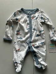 Child Of Mine Baby Boy Shark Knit Snap Sleeper Nb NWT