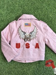 Outdoor Habitat Biker Jacket Girls 2T USA Toddler Pink Faux Leather Motorcycle