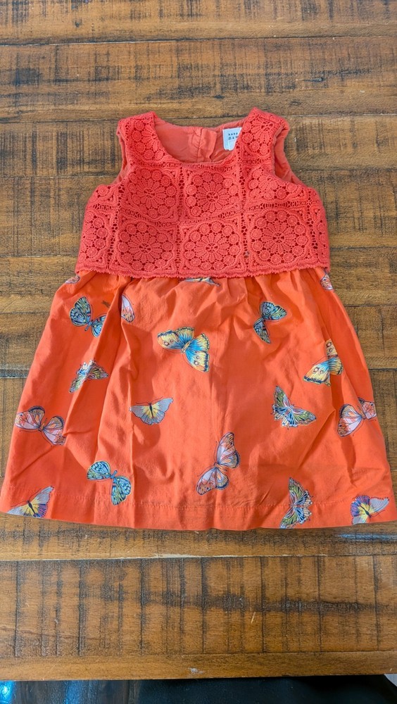 Baby Gap Coral Crocheted Bodice Butterfly Dress 2T