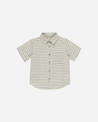 Rylee + Cru Collared Short Sleeve Shirt Laurel Diamond Pattern Size 6-7 Years