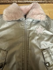 Buffalo David Bitton Girls Silver Pink Star Faux Fur Full Zip Puffer Jacket 2T