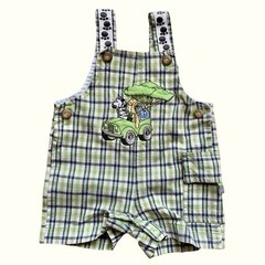 Baby Crew Plaid Animal Safari Embroidery Paw Print Straps Overalls Shorts