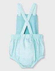 Cat & Jack Romper Kids Size 3-6M Blue Striped Cotton Baby Textured Bubble Romper