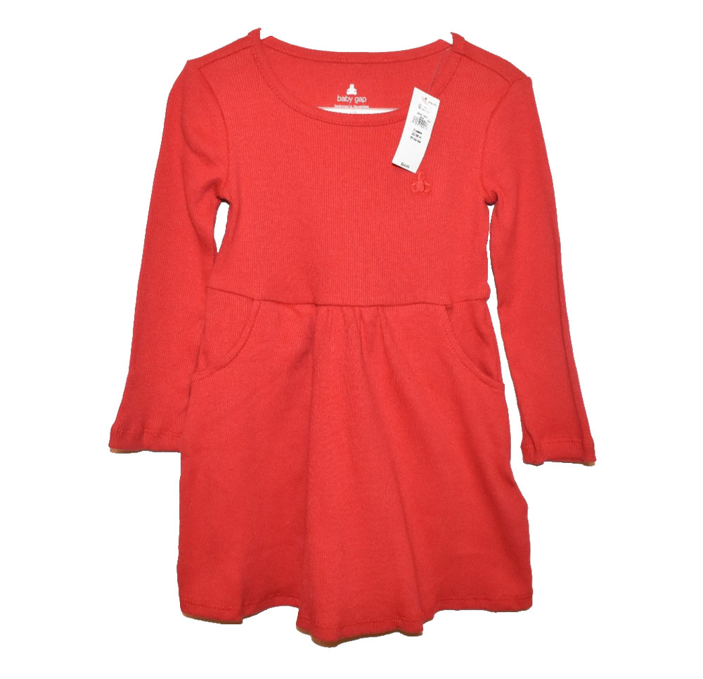 Baby GAP Brannan’sFavorites Dress Girl 2t NEW 100% Cotton Rib Knit Red