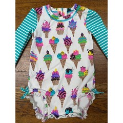 Hatley Girls’ Ice Cream Print Rash Guard Suit Size 6-12m