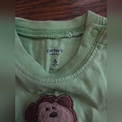 CARTERS Boys 6M Green Monkey “Gone Bananas” Shortall
