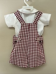 Vintage Health-tex Overalls Shorts Jumper Red Gingham Check Size 12 Months