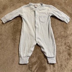 Kissy Kissy Baby Boys Blue White Striped Pima Cotton Footless Romper 0-3 Months