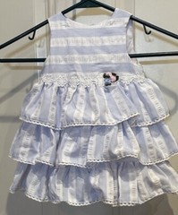 Marmellata Blue White Rose Trim Dress Tiered Lined Size 12 Months Sleeveless