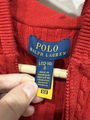 Polo Ralph Lauren Big Girls Polo Bear Cotton Full Zip Sweatshirt Red L (12-14)