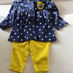 Carter’s Girls 3 Month Polka Dot Top And Solid Pants Set
