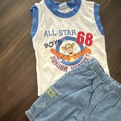Vintage Disney Tigger Boys 2-Piece Sleeveless Tank Top & Denim Shorts Set 6-9M