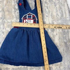 Vintage Doe Spun Denim Overalls Jumper Dress Farm Barn Cow Embroidered size 2T