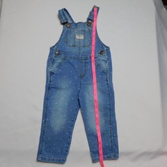 OshKosh B’gosh Toddler Girls 2T Denim Overalls Blue Polka Dot Stretch Jeans Pant