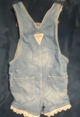OshKosh B’gosh Girls 3T Blue Denim Overall One-Piece Lace Hem Pockets