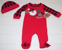 Baby Essentials Red 2 Pc My First Christmas LS Footed Thermal Outfit and Hat 6M