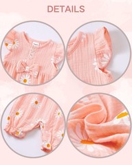 Renotemy Preemie Baby Girl Clothes Outfits Linen Preemie, Daisy Pink