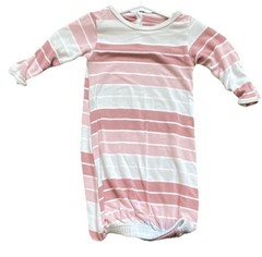 KicKee Pants Pink White Blue Striped Gown Newborn Long Sleeve Bamboo Blend
