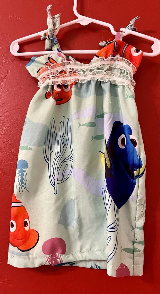 Handmade Nemo Smocked Sun Dress/Top Size 12-18 Months With Adjustable Straps